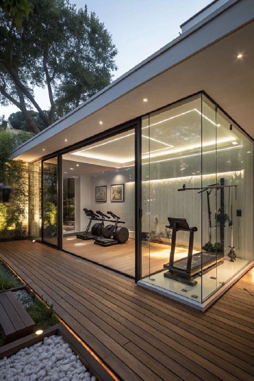 Modern backyard gym pergola example 10