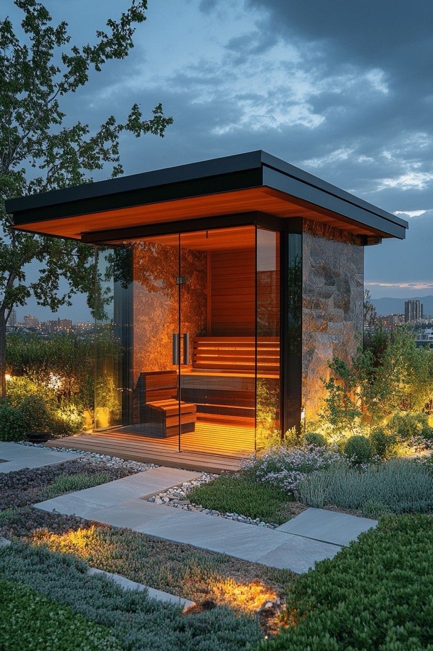 Modern backyard sauna design example 2