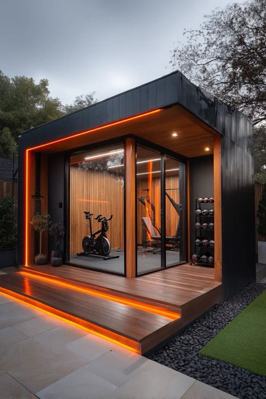 Modern backyard gym pergola example 5