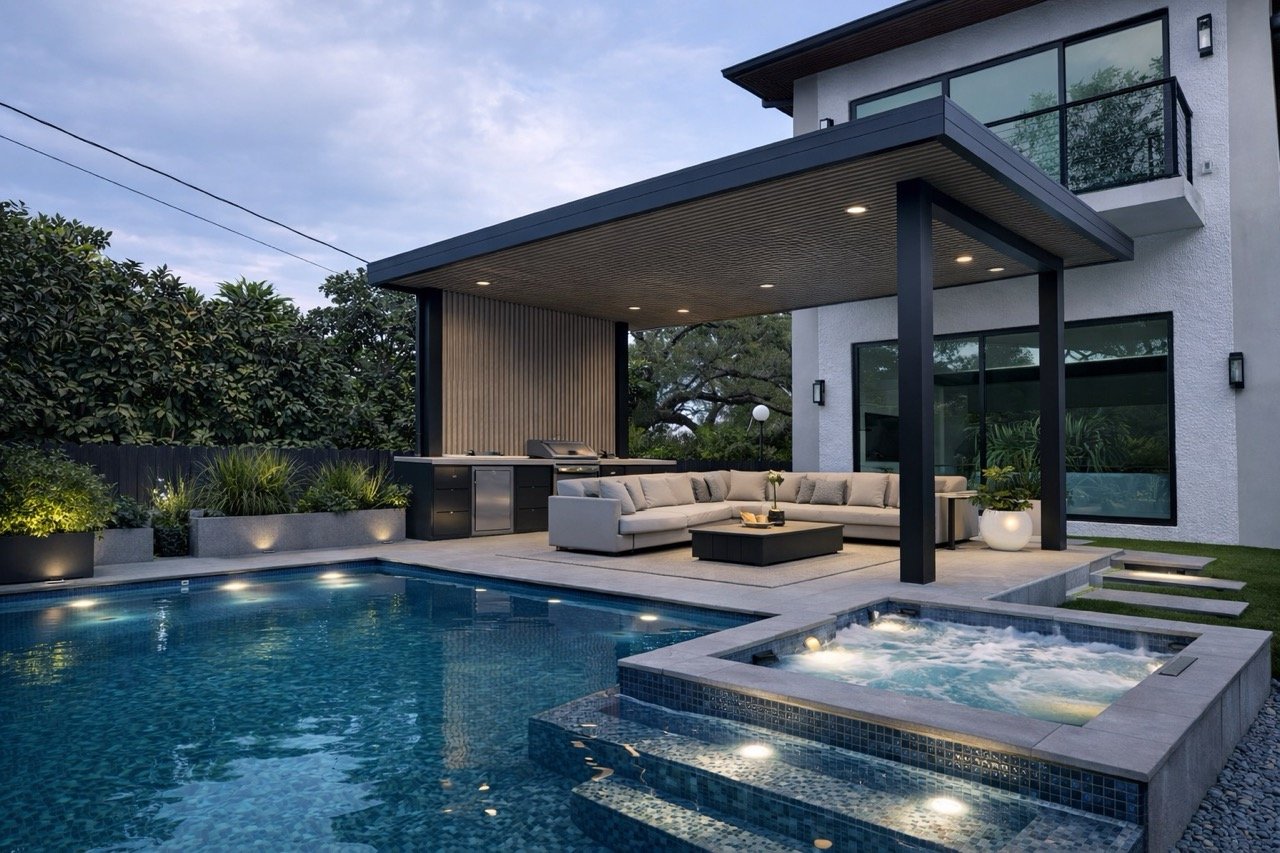 Modern backyard kitchen design example 4