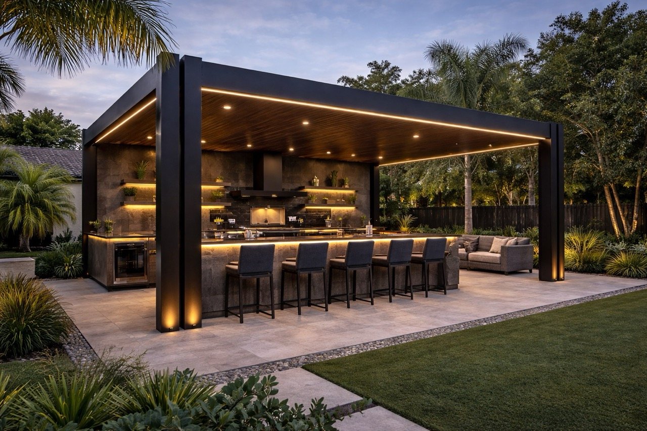 Modern backyard kitchen design example 5
