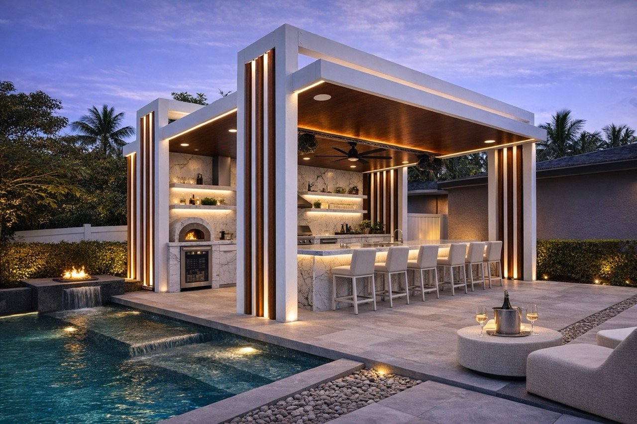 Modern backyard kitchen design example 9