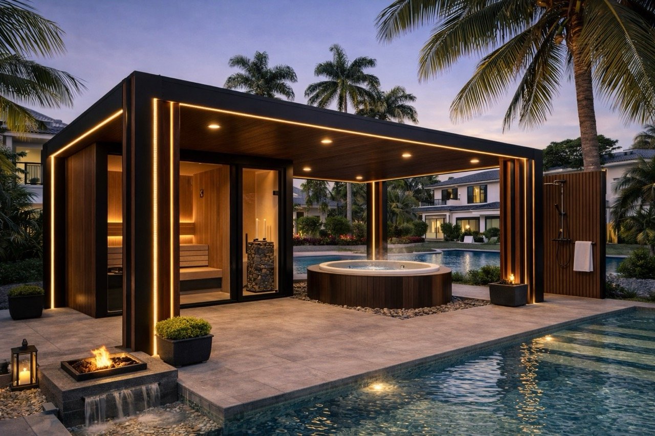 Modern backyard sauna design example 12