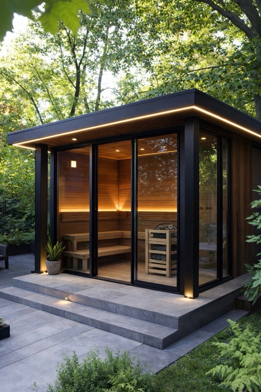 Modern backyard sauna design example 9