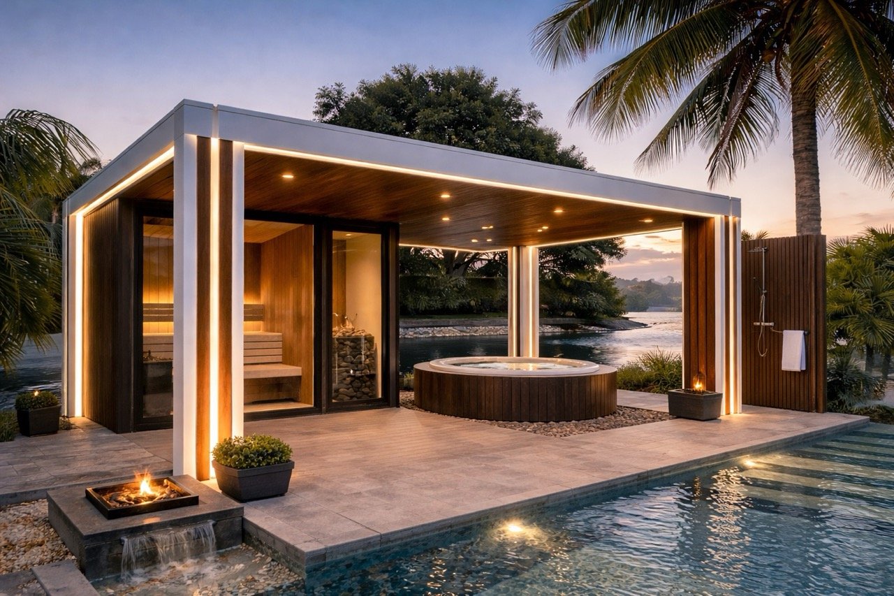 Modern backyard sauna design example 11